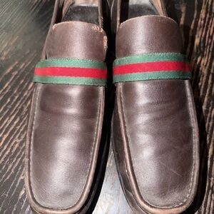 Gucci Dark Brown Loafers with Signature Stripe